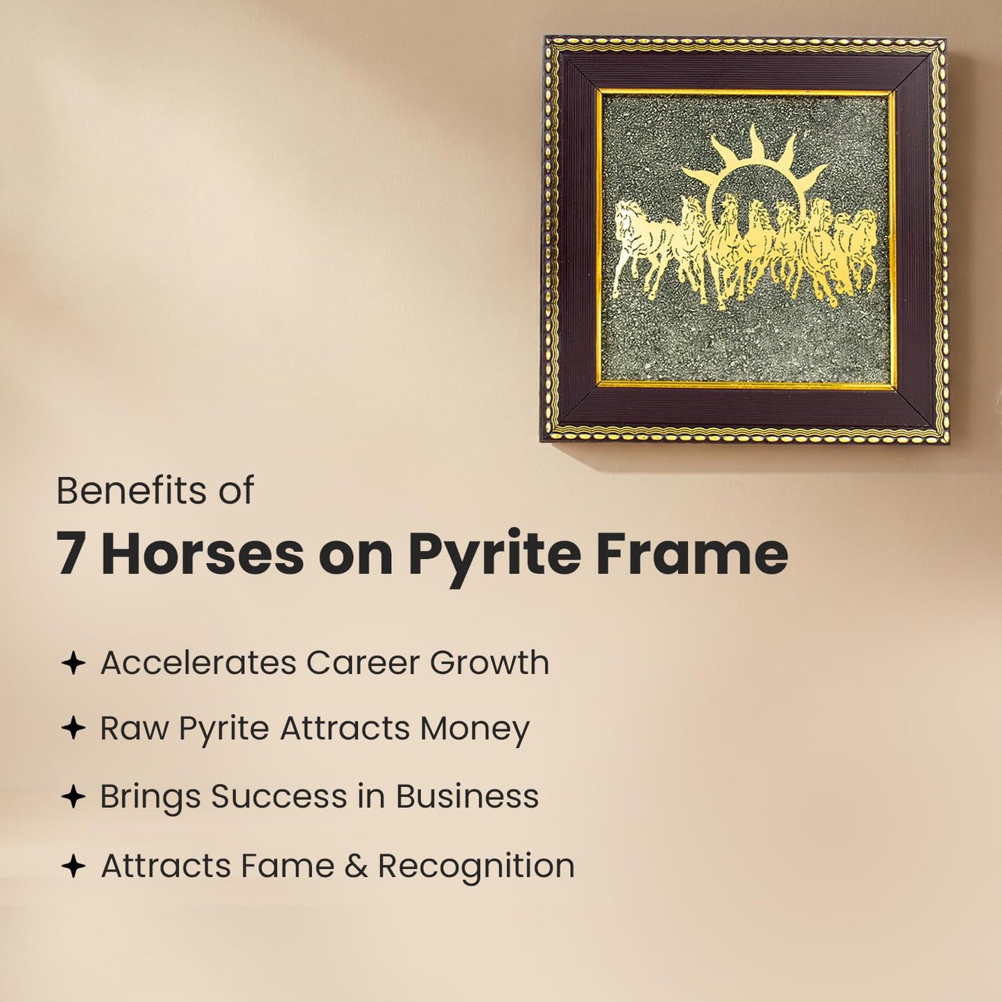 7 Horses on Raw Pyrite Frame
