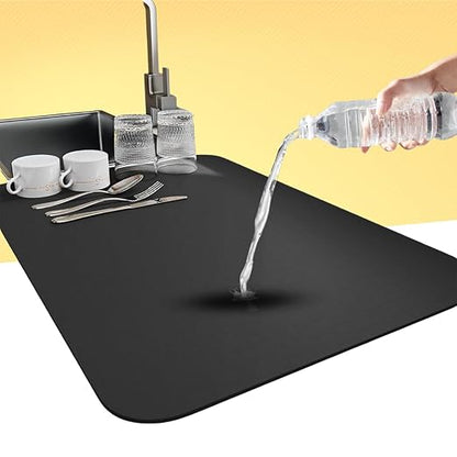 Dish Drying Mat for Kitchen - Water Absorbent Mats for Kitchen, Non-Slip Mat for Kitchen Counter, Quick Drying, Ideal for Dishes & Utensils (60 X40) Large