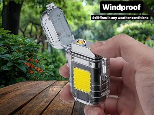 USB-C Rechargeable Electric Lighter: Windproof Dual Arc, Waterproof, Flameless Plasma Lighter for Outdoor Use
