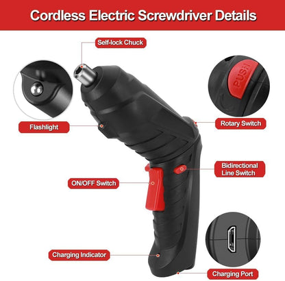 47-in-1 Electric Screwdriver Set | USB Rechargeable Cordless Drill Driver Kit