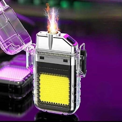 USB-C Rechargeable Electric Lighter: Windproof Dual Arc, Waterproof, Flameless Plasma Lighter for Outdoor Use