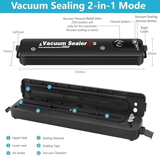 Vacuum Sealer Machine, One-Touch Automatic Household Sealing Machine Fresh Food Preservation Starter Kit, Compact Design Storage Saver, Portable Mini Plastic Bag Sealer For Food, Snack, Chip (Multi)