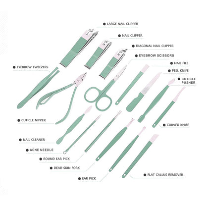 16-Piece Manicure Set Nail Clipper Kit