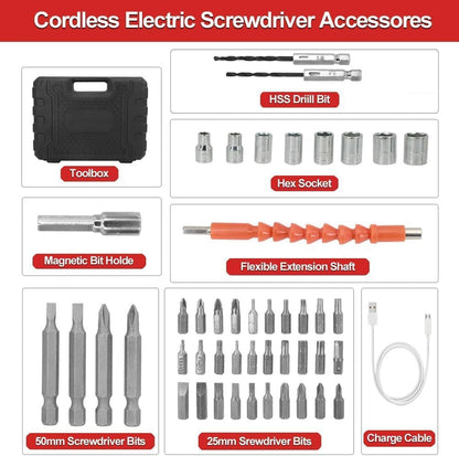 47-in-1 Electric Screwdriver Set | USB Rechargeable Cordless Drill Driver Kit