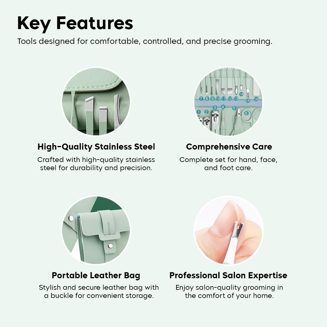 16-Piece Manicure Set Nail Clipper Kit