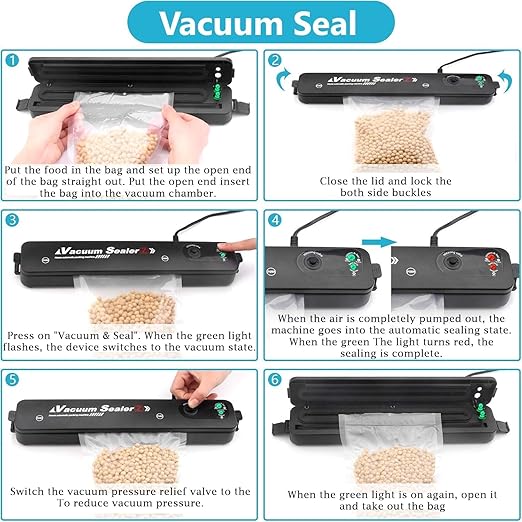 Vacuum Sealer Machine, One-Touch Automatic Household Sealing Machine Fresh Food Preservation Starter Kit, Compact Design Storage Saver, Portable Mini Plastic Bag Sealer For Food, Snack, Chip (Multi)