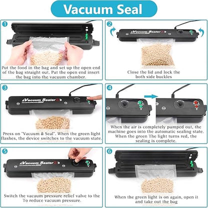 Vacuum Sealer Machine, One-Touch Automatic Household Sealing Machine Fresh Food Preservation Starter Kit, Compact Design Storage Saver, Portable Mini Plastic Bag Sealer For Food, Snack, Chip (Multi)