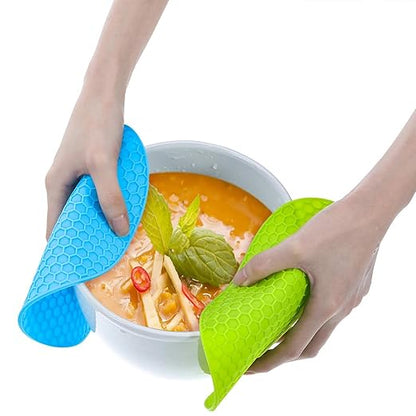 Silicone Heat Resistant Trivet Mats–Premium Food-Grade, Non-Slip, 3mm Thick Pot Holders for Hot Pans & Kitchen Use, Round, Multi-Color, Set of 4