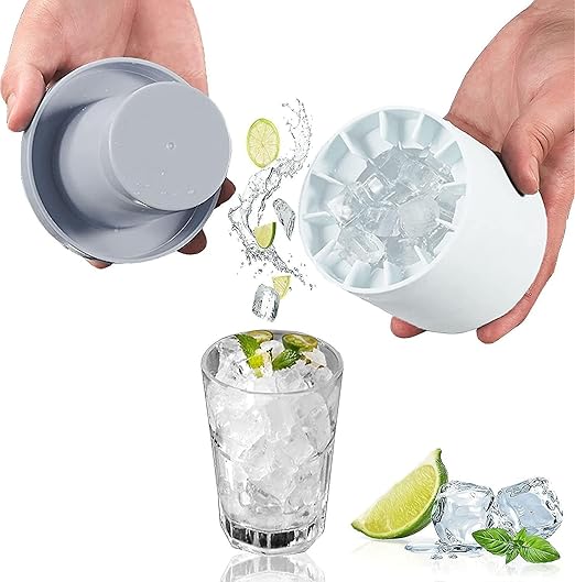 Mini Ice Cylinder Squeeze Easy Release 60 Small Ice Cube Tray Ice Cube Trays Flexible Silicone Ice Cubes Freezer Ice Trays for Whiskey Cocktail Ice Tray Small Molds Multicolor (1, Cylinder)