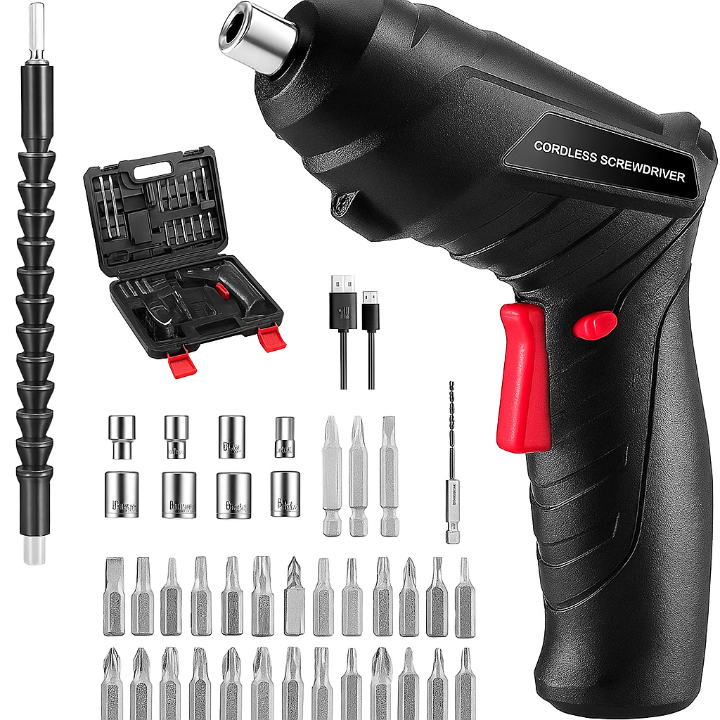 47-in-1 Electric Screwdriver Set | USB Rechargeable Cordless Drill Driver Kit