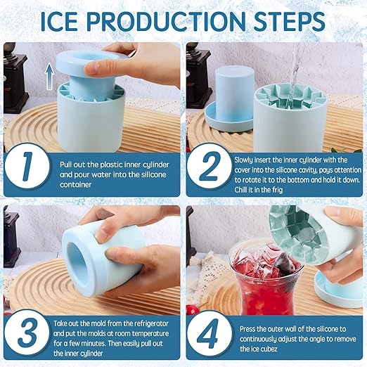 Mini Ice Cylinder Squeeze Easy Release 60 Small Ice Cube Tray Ice Cube Trays Flexible Silicone Ice Cubes Freezer Ice Trays for Whiskey Cocktail Ice Tray Small Molds Multicolor (1, Cylinder)