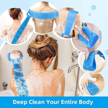 Soft Silicone Bath Body Brush + Body Scrubber + Bath Sponge Pack of 3