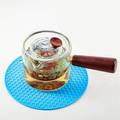 Silicone Heat Resistant Trivet Mats–Premium Food-Grade, Non-Slip, 3mm Thick Pot Holders for Hot Pans & Kitchen Use, Round, Multi-Color, Set of 4