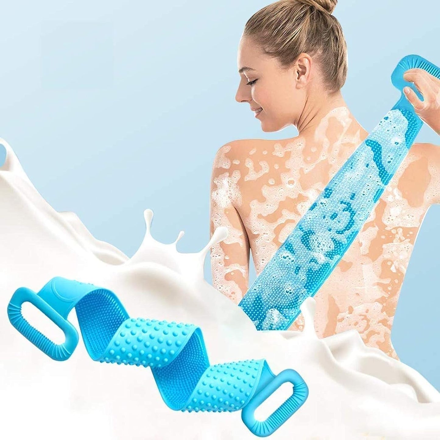 Soft Silicone Bath Body Brush + Body Scrubber + Bath Sponge Pack of 3